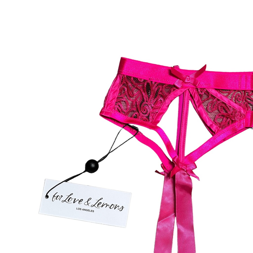 For Love & Lemons Soutache Hot Pink Embroidered Garter Panties NWT - Picture 9 of 11